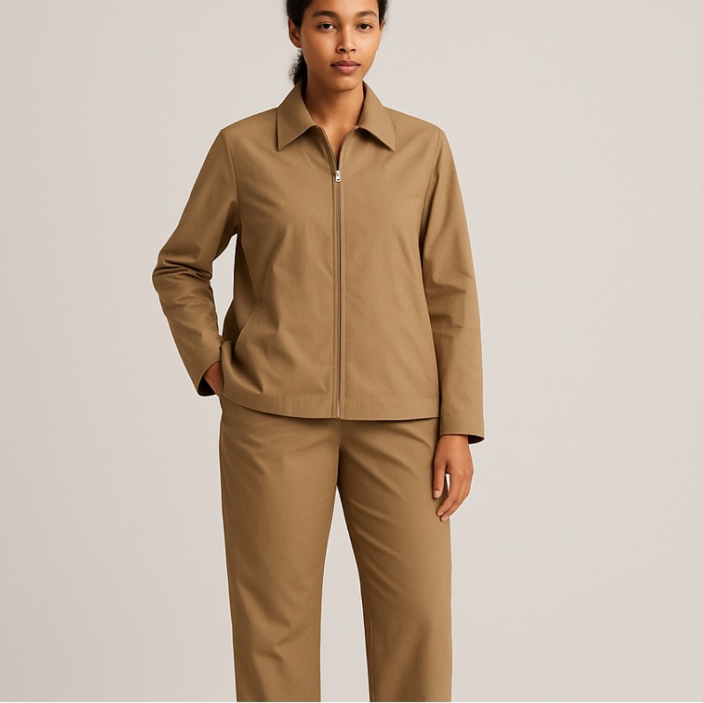 Rene Lezard Tan Trousers Classic Straight-Leg Design & blazer coat.